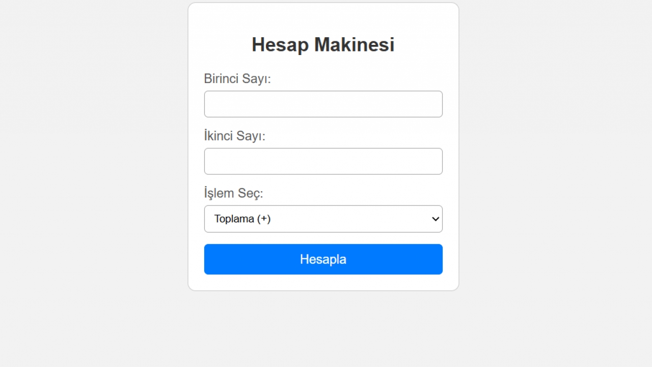 PHP ile 4 İşlem Hesap Makinesi Resmi